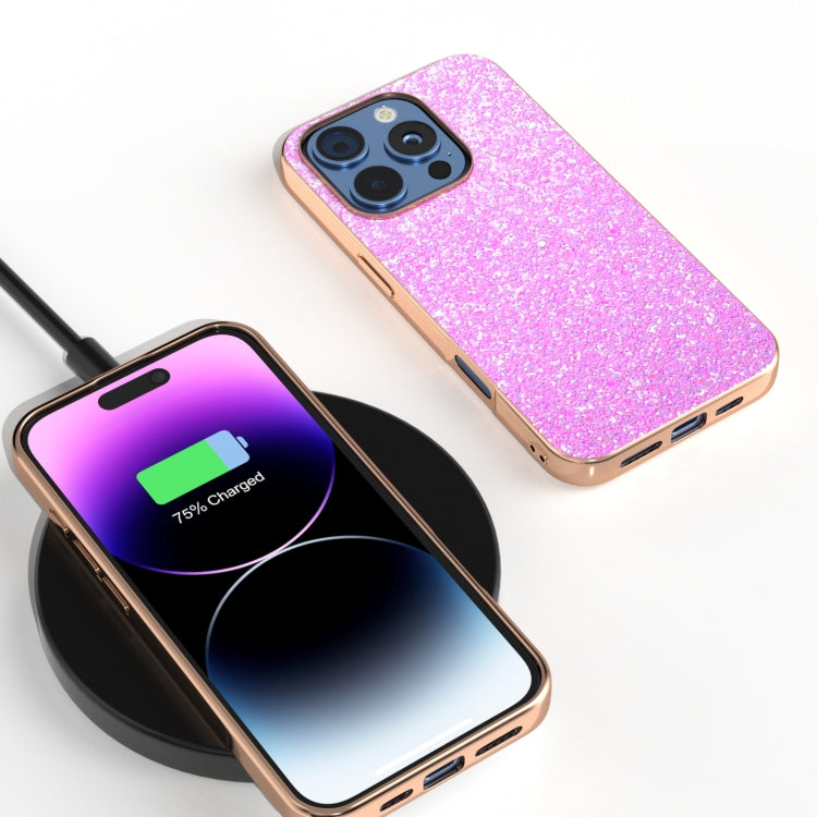 Electroplating Frame Colorful Glitter Phone Case, For iPhone 16 Pro Max, For iPhone 16 Pro