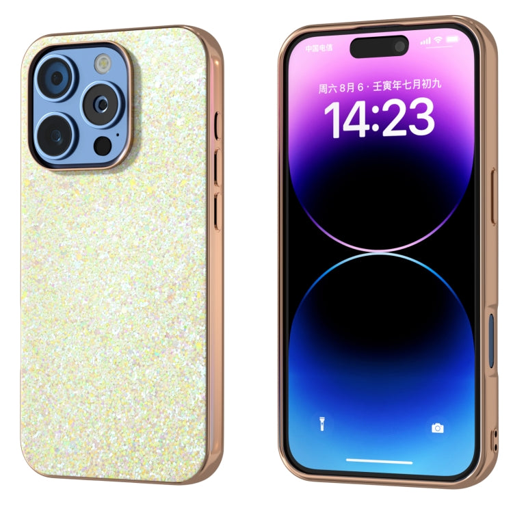 Electroplating Frame Colorful Glitter Phone Case, For iPhone 16 Pro Max, For iPhone 16 Pro
