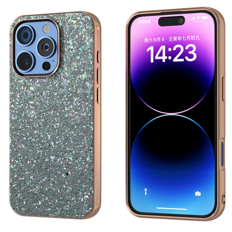 Electroplating Frame Colorful Glitter Phone Case, For iPhone 16 Pro Max, For iPhone 16 Pro