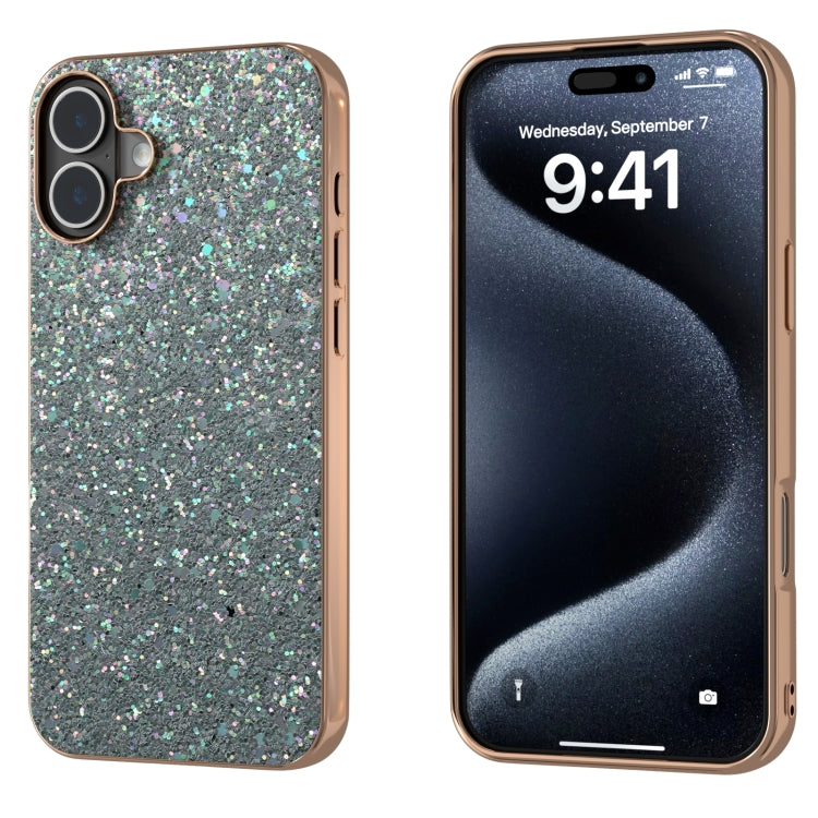 Electroplating Frame Colorful Glitter Phone Case, For iPhone 16 Plus, For iPhone 16