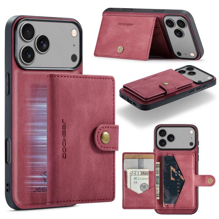 JEEHOOD J01 Retro Magnetic Detachable Wallet Phone Case, For iPhone 18 Pro / 17 Pro, For iPhone 18 Pro Max / 17 Pro Max, For iPhone 17e / 16e, For iPhone Air