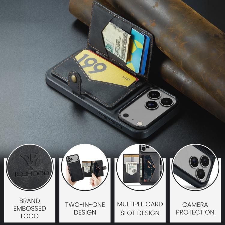 JEEHOOD J01 Retro Magnetic Detachable Wallet Phone Case, For iPhone 18 Pro / 17 Pro, For iPhone 18 Pro Max / 17 Pro Max, For iPhone 17e / 16e, For iPhone Air