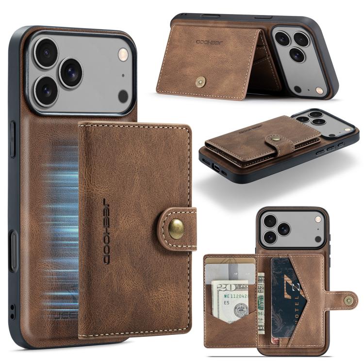 JEEHOOD J01 Retro Magnetic Detachable Wallet Phone Case, For iPhone 18 Pro / 17 Pro, For iPhone 18 Pro Max / 17 Pro Max, For iPhone 17e / 16e, For iPhone Air