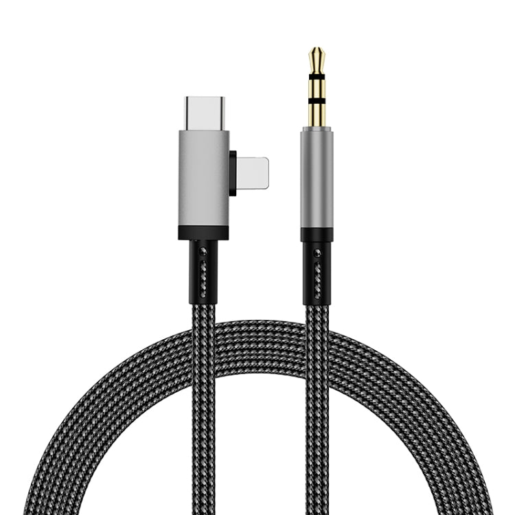 Câble adaptateur audio auxiliaire 2 en 1 8 broches USB-C/Type-C vers jack 3,5 mm pour voiture, 1 m
