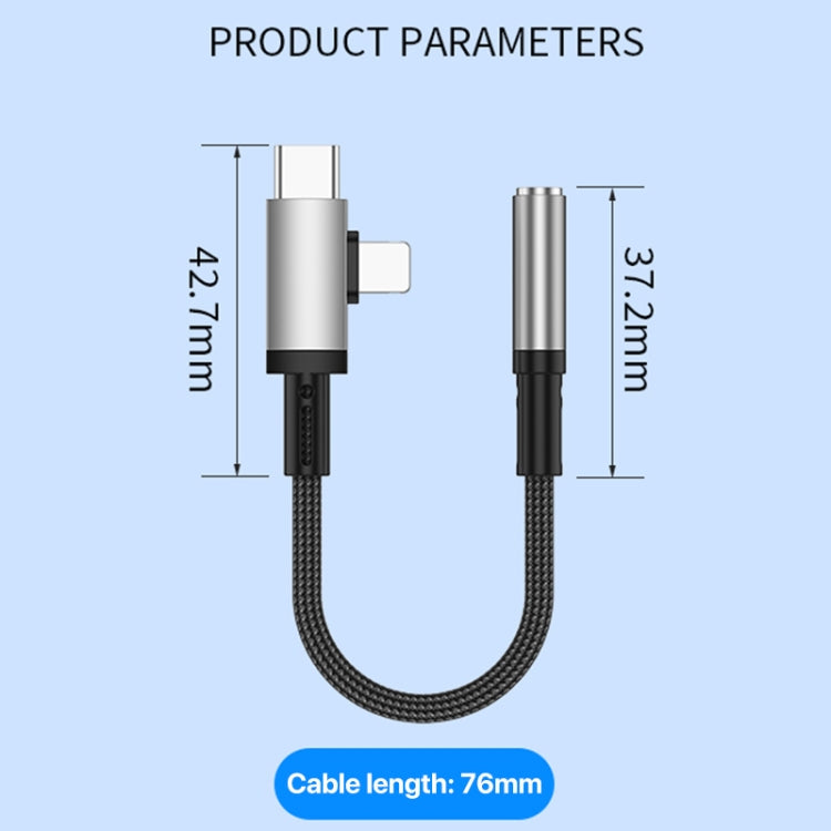2 in 1 USB-C / Type-C, 8 Pin to 3.5mm Audio Adapter Cable