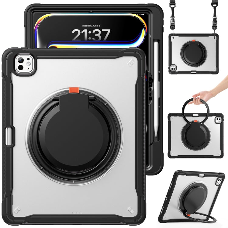 Powerful Sailor Ring Holder Heavy Duty Hybrid Tablet Case with Strap, For iPad Air 13 2026 / 2025 / 2024, For iPad Air 11 2026 / 2025 / 2024, For iPad Pro 13 2025 / 2024