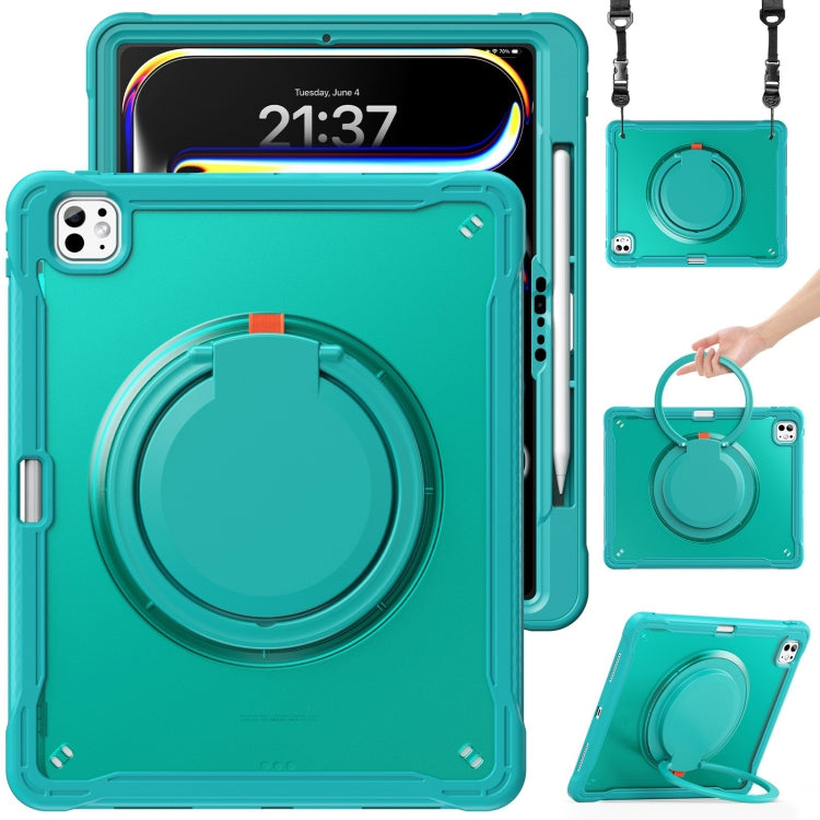 Powerful Sailor Ring Holder Heavy Duty Hybrid Tablet Case with Strap, For iPad Air 13 2026 / 2025 / 2024, For iPad Air 11 2026 / 2025 / 2024, For iPad Pro 13 2025 / 2024