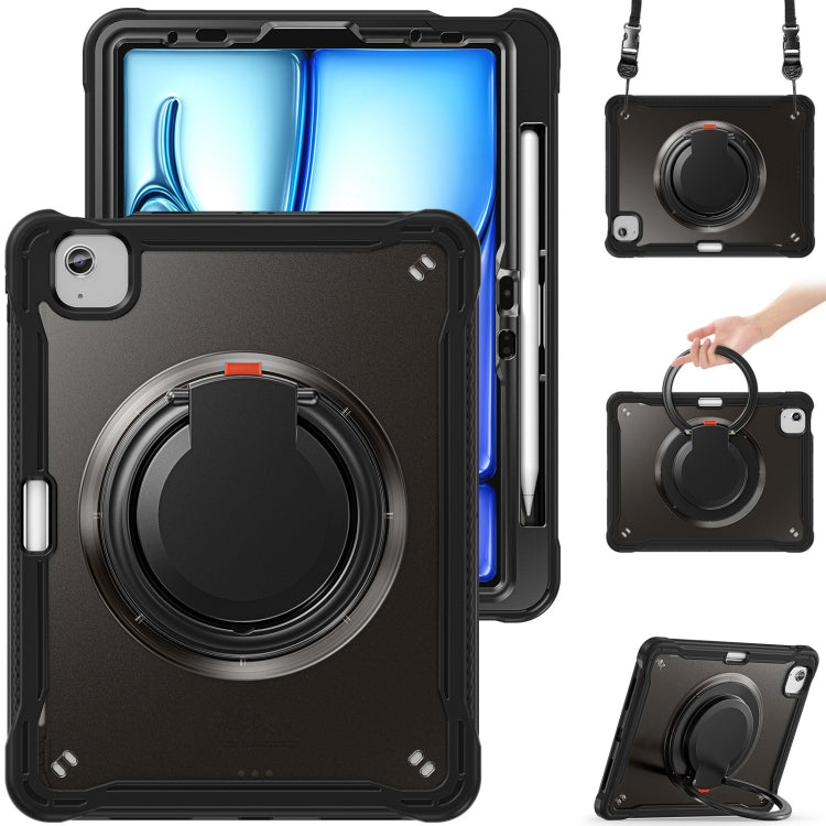 Powerful Sailor Ring Holder Heavy Duty Hybrid Tablet Case with Strap, For iPad Air 13 2026 / 2025 / 2024, For iPad Air 11 2026 / 2025 / 2024, For iPad Pro 13 2025 / 2024