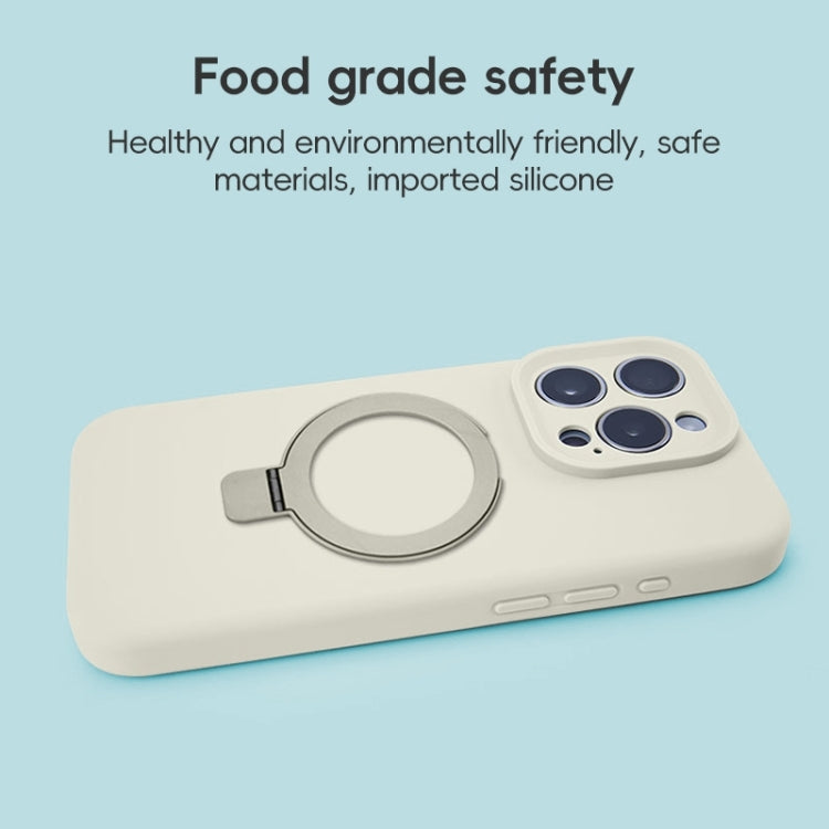 Precision Hole Liquid Silicone MagSafe Metal Ring Holder Phone Case, For iPhone 15 Pro, For iPhone 15