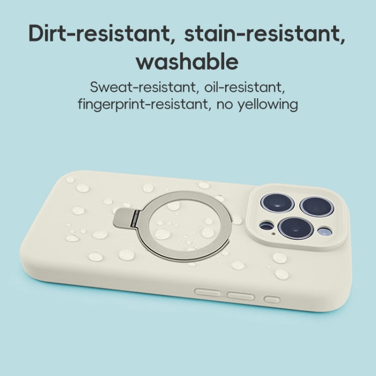 Precision Hole Liquid Silicone MagSafe Metal Ring Holder Phone Case, For iPhone 15 Pro, For iPhone 15