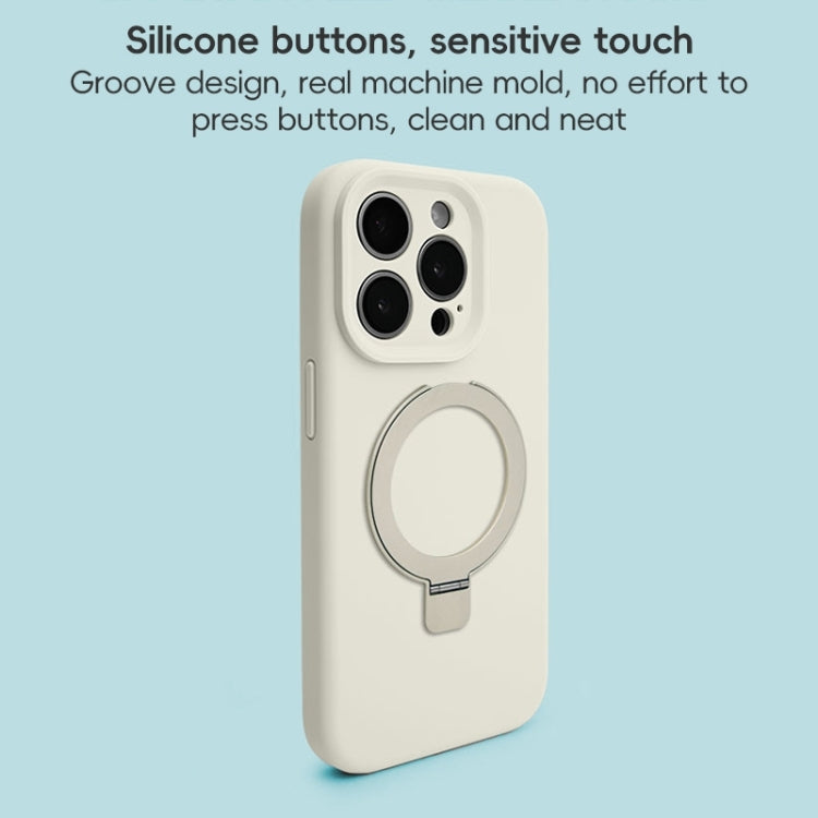 Precision Hole Liquid Silicone MagSafe Metal Ring Holder Phone Case, For iPhone 14, For iPhone 14 Pro