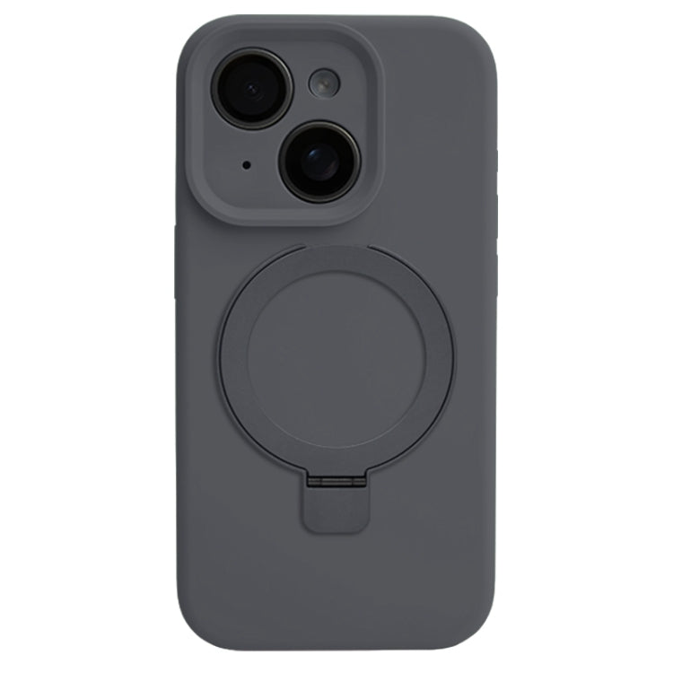 Precision Hole Liquid Silicone MagSafe Metal Ring Holder Phone Case, For iPhone 13 Pro, For iPhone 13