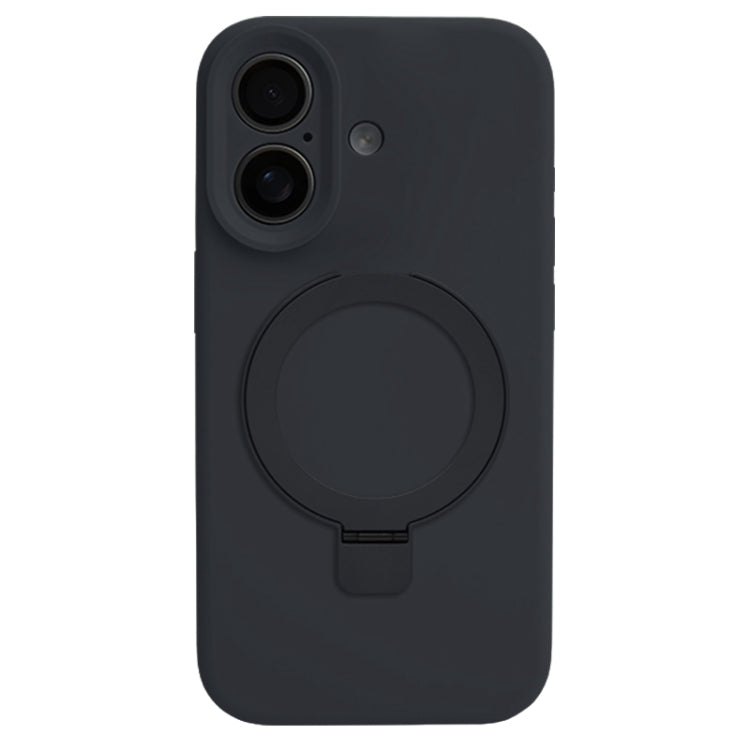 Precision Hole Liquid Silicone MagSafe Metal Ring Holder Phone Case, For iPhone 16, For iPhone 15 Pro Max