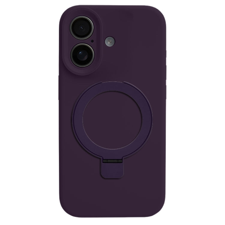 Precision Hole Liquid Silicone MagSafe Metal Ring Holder Phone Case, For iPhone 16, For iPhone 15 Pro Max