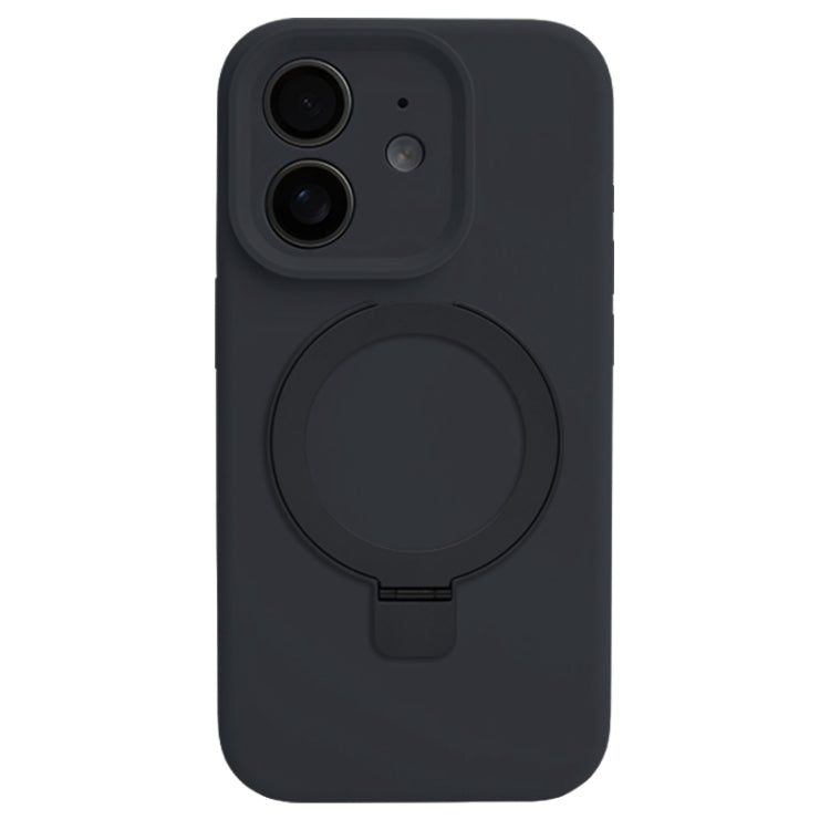 Precision Hole Liquid Silicone MagSafe Metal Ring Holder Phone Case, For iPhone 12 Pro, For iPhone 11