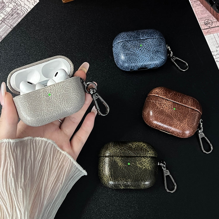 Étui de protection rétro en cuir huilé pour écouteurs Bluetooth, pour AirPods 4, AirPods Pro 2, AirPods 3 et AirPods Pro