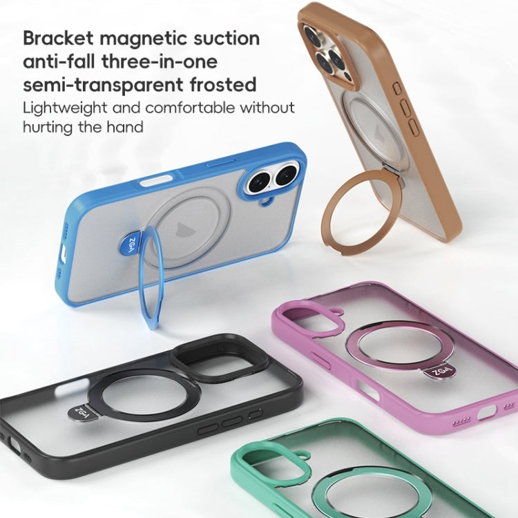 ZGA Magsafe Holder PC Hybrid TPU Phone Case, For iPhone 16 Pro Max, For iPhone 16 Pro