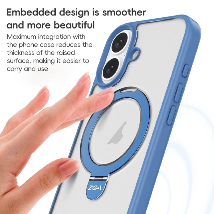 ZGA Magsafe Holder PC Hybrid TPU Phone Case, For iPhone 16 Pro Max, For iPhone 16 Pro
