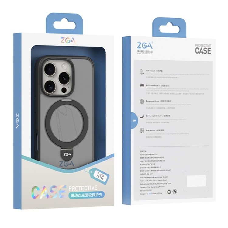 ZGA Magsafe Holder PC Hybrid TPU Phone Case, For iPhone 16 Pro Max, For iPhone 16 Pro