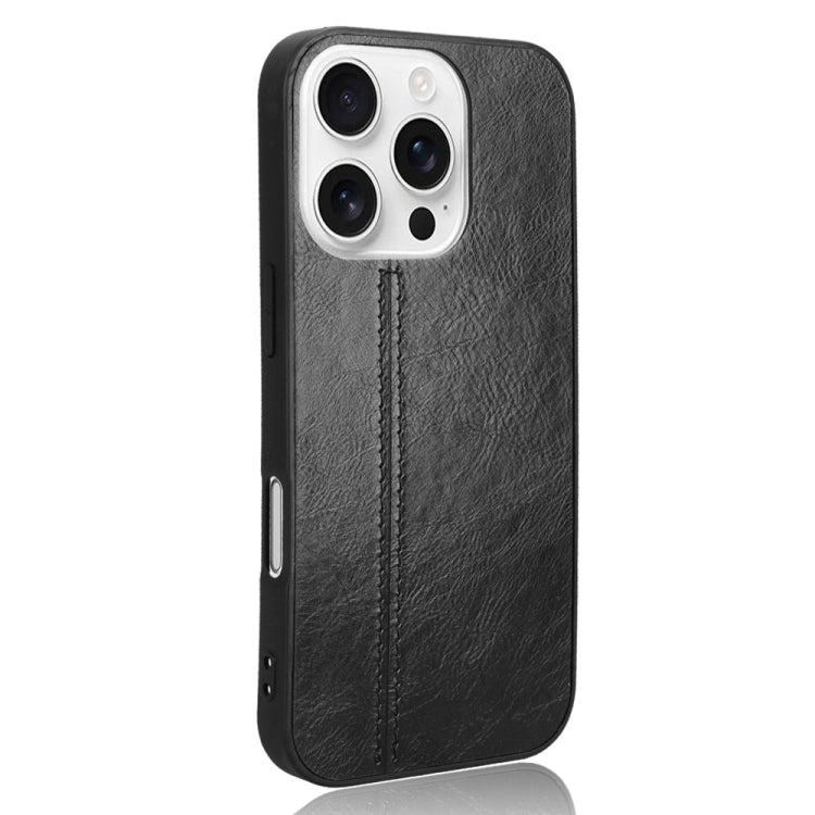 Cow Pattern Sewing Card Bag Phone Case, For iPhone 16 Pro Max, For iPhone 16 Pro, For iPhone 16 Plus, For iPhone 16