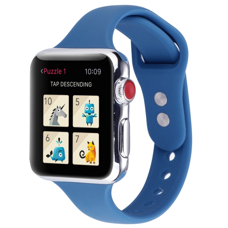 Thin Silicone Double Buckle Replacement Wrist Strap, For Apple Watch 5 & 4 44mm / 3 & 2 & 1 42mm