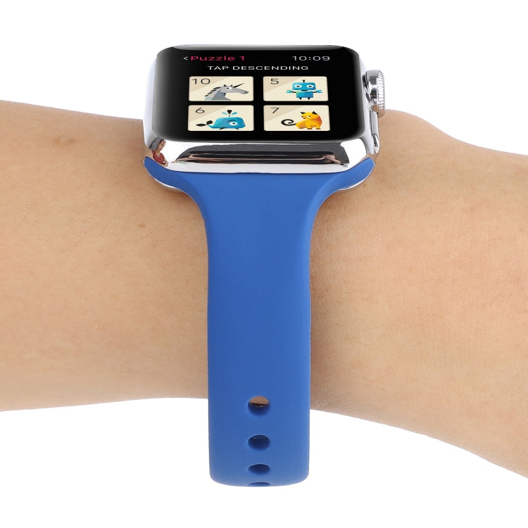 Thin Silicone Double Buckle Replacement Wrist Strap, For Apple Watch Series 8&7 41mm / SE 2&6&SE&5&4 40mm / 3&2&1 38mm