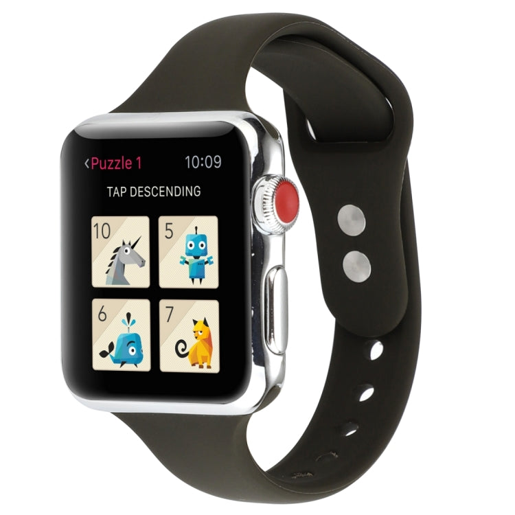 Thin Silicone Double Buckle Replacement Wrist Strap, For Apple Watch Series 8&7 41mm / SE 2&6&SE&5&4 40mm / 3&2&1 38mm