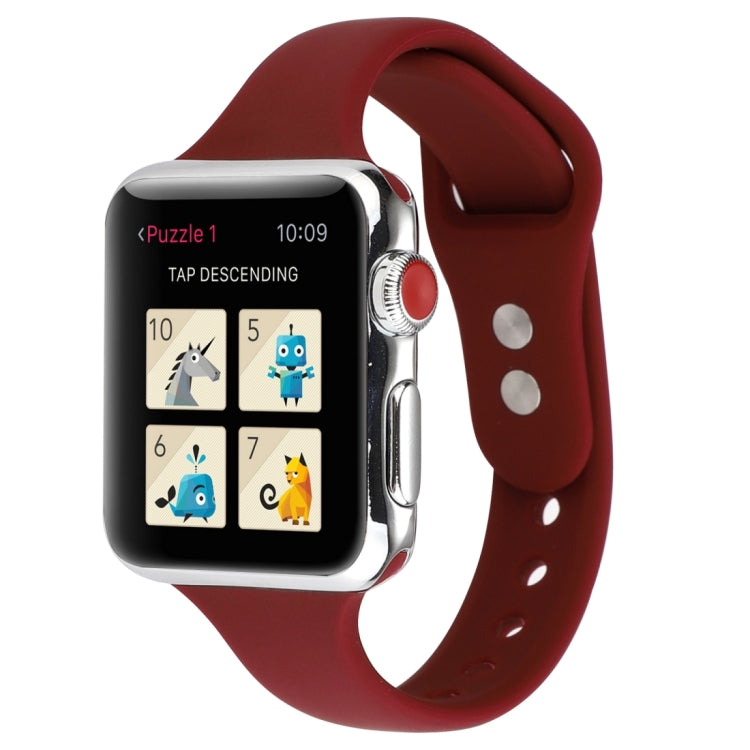 Thin Silicone Double Buckle Replacement Wrist Strap, For Apple Watch Series 8&7 41mm / SE 2&6&SE&5&4 40mm / 3&2&1 38mm