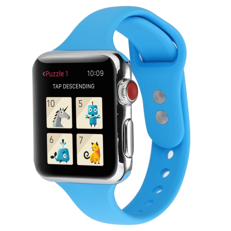 Thin Silicone Double Buckle Replacement Wrist Strap, For Apple Watch Series 8&7 41mm / SE 2&6&SE&5&4 40mm / 3&2&1 38mm