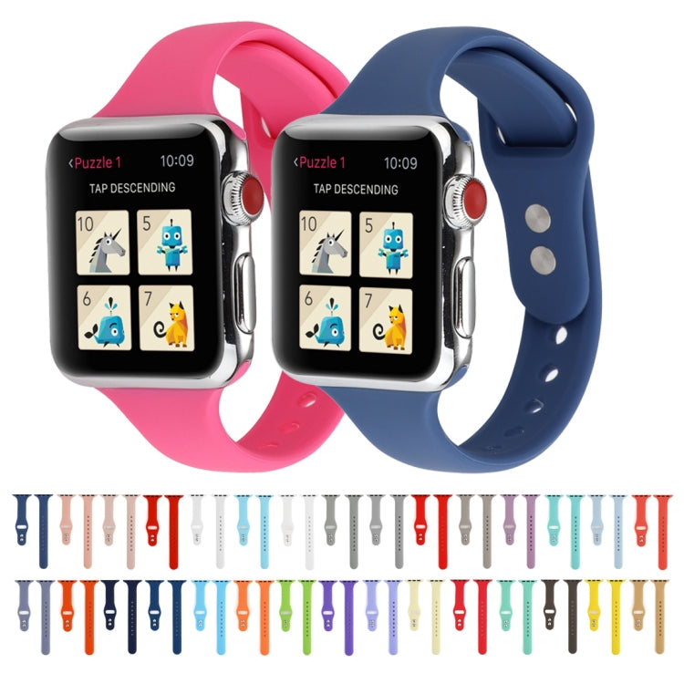 Thin Silicone Double Buckle Replacement Wrist Strap, For Apple Watch Series 8&7 41mm / SE 2&6&SE&5&4 40mm / 3&2&1 38mm