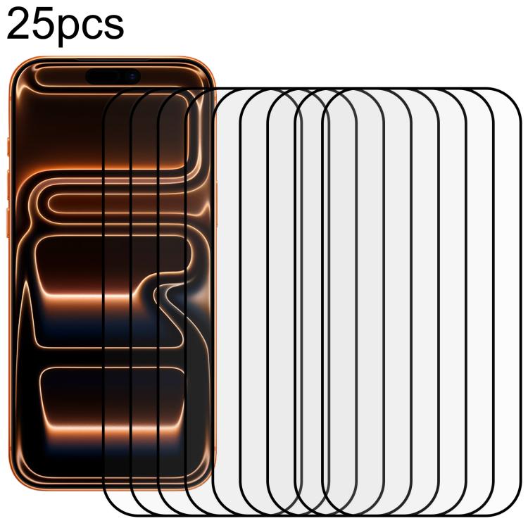 25pcs Full Glue Screen Tempered Glass Film, For iPhone Duo Outer Screen, For iPhone 18 Pro / 17 Pro, For iPhone 18 Pro Max / 17 Pro Max, For iPhone 17, For iPhone Air, For iPhone 16 Pro Max, For iPhone 16 Pro, For iPhone 16 Plus, For iPhone 16