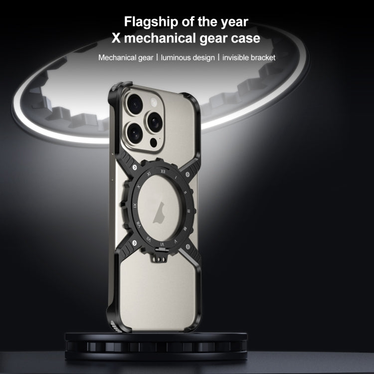 Mechanical Gear MagSafe Holder Borderless Metal Phone Case