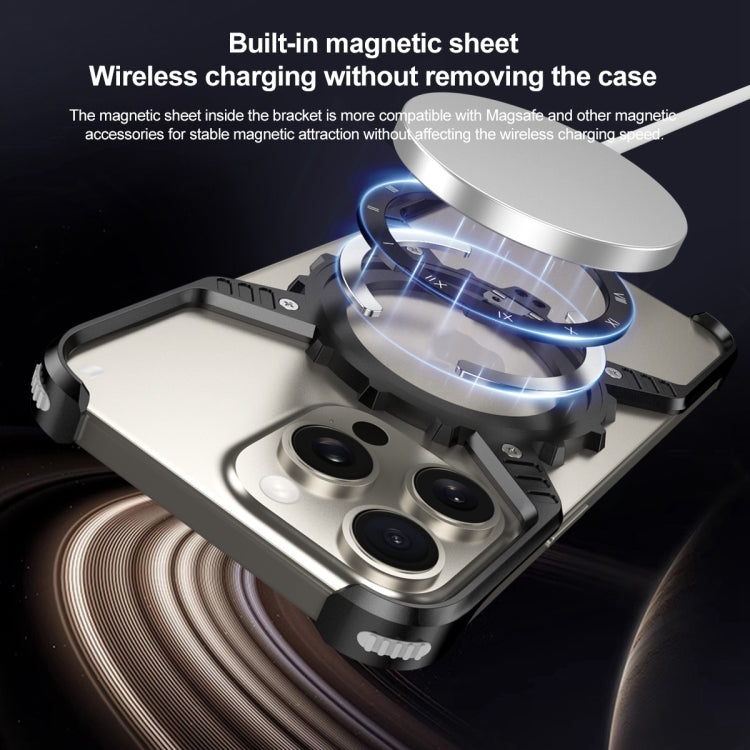 Mechanical Gear MagSafe Holder Borderless Metal Phone Case