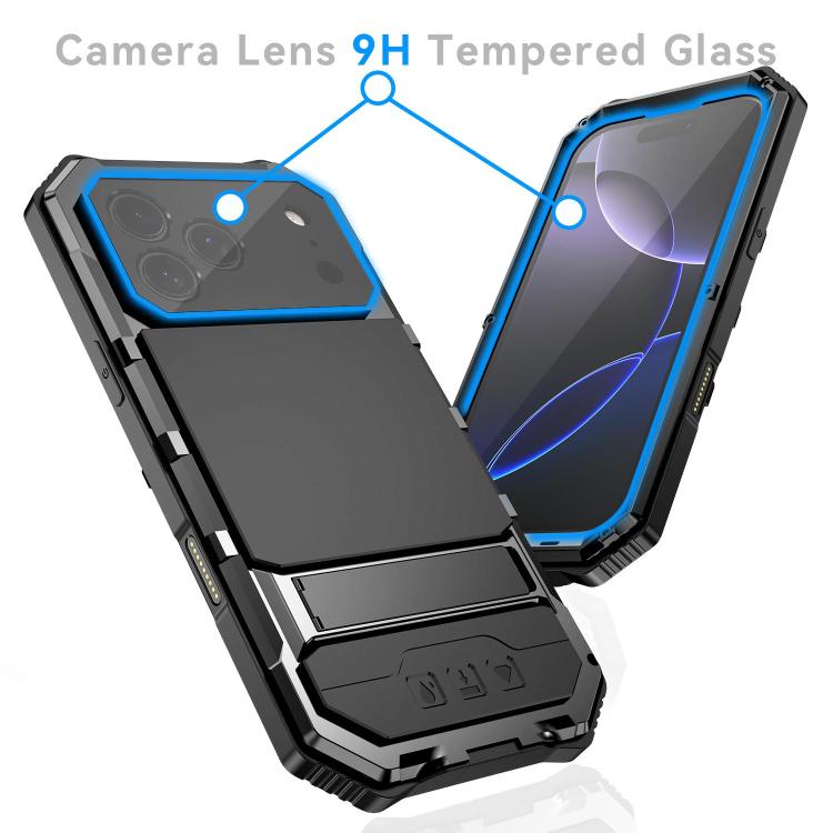 R-JUST Life Waterproof Dustproof Shockproof Holder Phone Case, For iPhone 18 Pro, For iPhone 18 Pro Max, For iPhone 17e / 16e, For iPhone 17 Pro Max, For iPhone 17 Pro, For iPhone 17, For iPhone 16 Pro Max, For iPhone 16 Plus