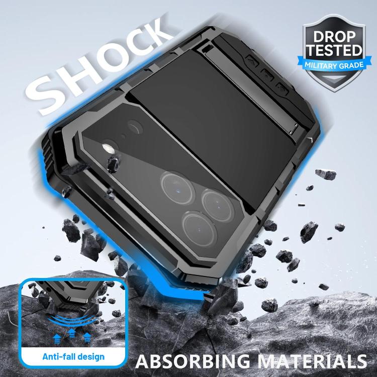R-JUST Life Waterproof Dustproof Shockproof Holder Phone Case, For iPhone 18 Pro, For iPhone 18 Pro Max, For iPhone 17e / 16e, For iPhone 17 Pro Max, For iPhone 17 Pro, For iPhone 17, For iPhone 16 Pro Max, For iPhone 16 Plus