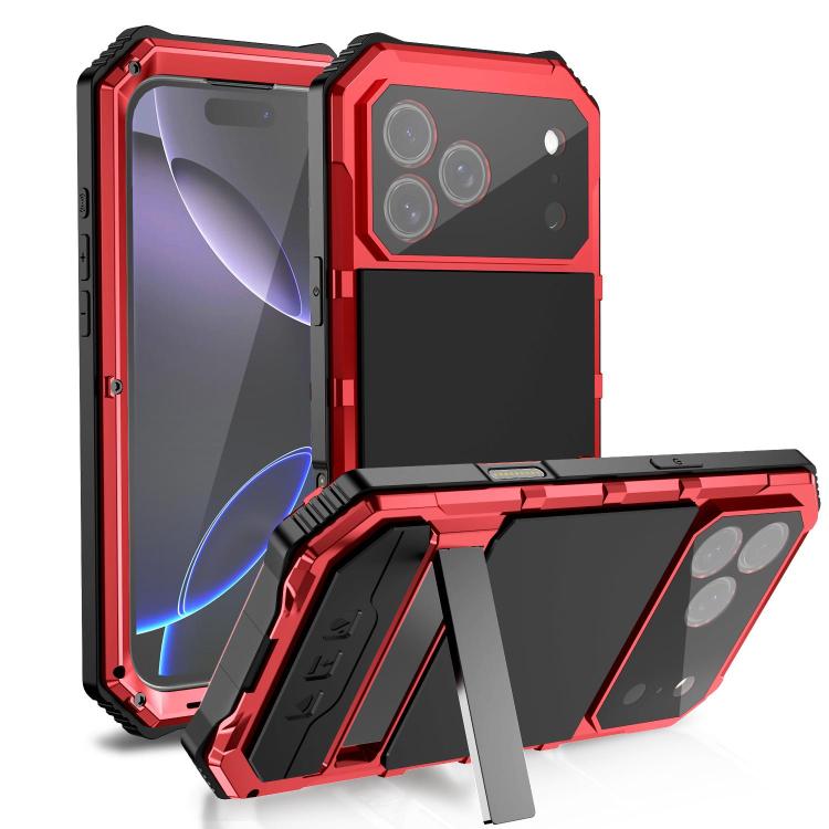 R-JUST Life Waterproof Dustproof Shockproof Holder Phone Case, For iPhone 18 Pro, For iPhone 18 Pro Max, For iPhone 17e / 16e, For iPhone 17 Pro Max, For iPhone 17 Pro, For iPhone 17, For iPhone 16 Pro Max, For iPhone 16 Plus