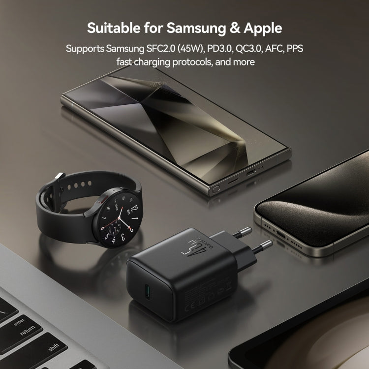 JOYROOM JR-TCG13 45W GaN USB-C / Type-C Port Super Fast Charger, EU Plug, UK Plug