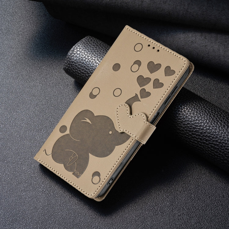Cartoon Elephant Embossed Leather Phone Case, For iPhone 16 Pro Max, For iPhone 16 Pro, For iPhone 16 Plus, For iPhone 16