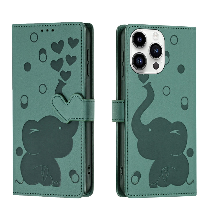 Cartoon Elephant Embossed Leather Phone Case, For iPhone 14 Plus, For iPhone 14, For iPhone 14 Pro, For iPhone 14 Pro Max