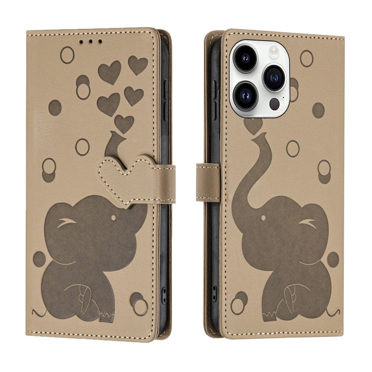 Cartoon Elephant Embossed Leather Phone Case, For iPhone 14 Plus, For iPhone 14, For iPhone 14 Pro, For iPhone 14 Pro Max