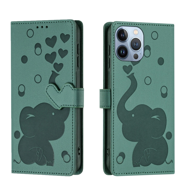 Cartoon Elephant Embossed Leather Phone Case, For iPhone SE 2022 / 2020, For iPhone 13 Pro Max, For iPhone 13 Pro, For iPhone 13