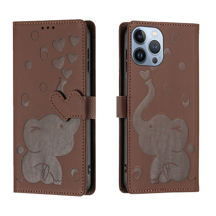 Cartoon Elephant Embossed Leather Phone Case, For iPhone SE 2022 / 2020, For iPhone 13 Pro Max, For iPhone 13 Pro, For iPhone 13