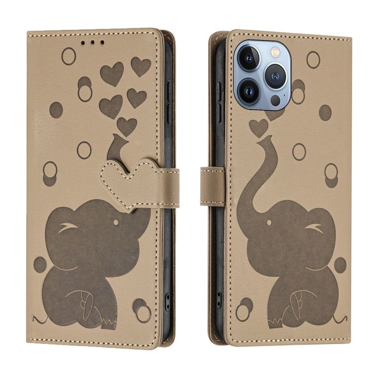 Cartoon Elephant Embossed Leather Phone Case, For iPhone SE 2022 / 2020, For iPhone 13 Pro Max, For iPhone 13 Pro, For iPhone 13