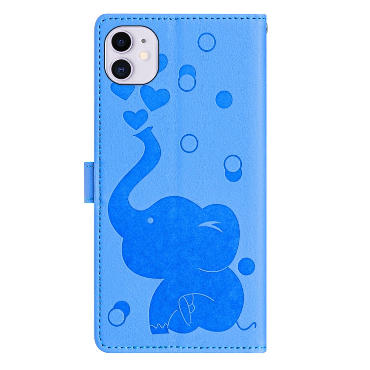 Cartoon Elephant Embossed Leather Phone Case, For iPhone 11, For iPhone 11 Pro, For iPhone X / XS, For iPhone XR
