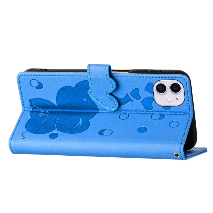 Cartoon Elephant Embossed Leather Phone Case, For iPhone 11, For iPhone 11 Pro, For iPhone X / XS, For iPhone XR