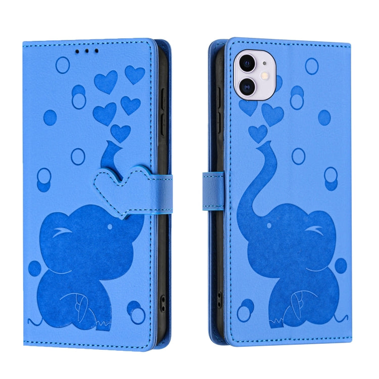 Cartoon Elephant Embossed Leather Phone Case, For iPhone 11, For iPhone 11 Pro, For iPhone X / XS, For iPhone XR