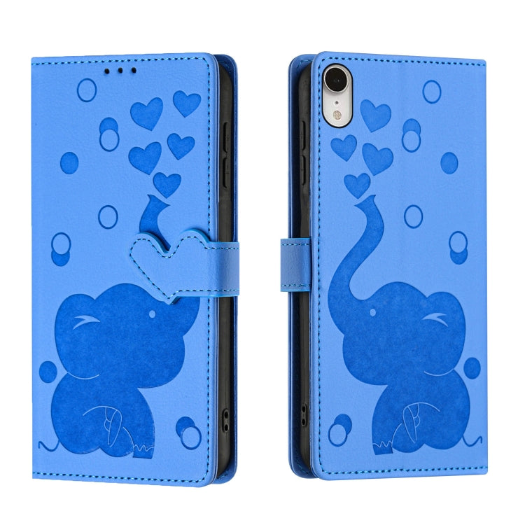 Cartoon Elephant Embossed Leather Phone Case, For iPhone 11, For iPhone 11 Pro, For iPhone X / XS, For iPhone XR