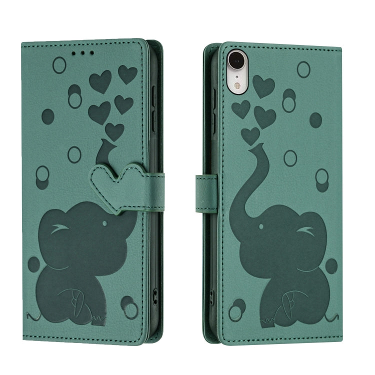 Cartoon Elephant Embossed Leather Phone Case, For iPhone 11, For iPhone 11 Pro, For iPhone X / XS, For iPhone XR