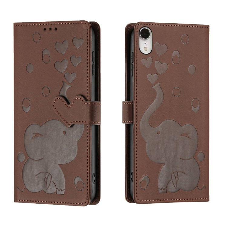 Cartoon Elephant Embossed Leather Phone Case, For iPhone 11, For iPhone 11 Pro, For iPhone X / XS, For iPhone XR