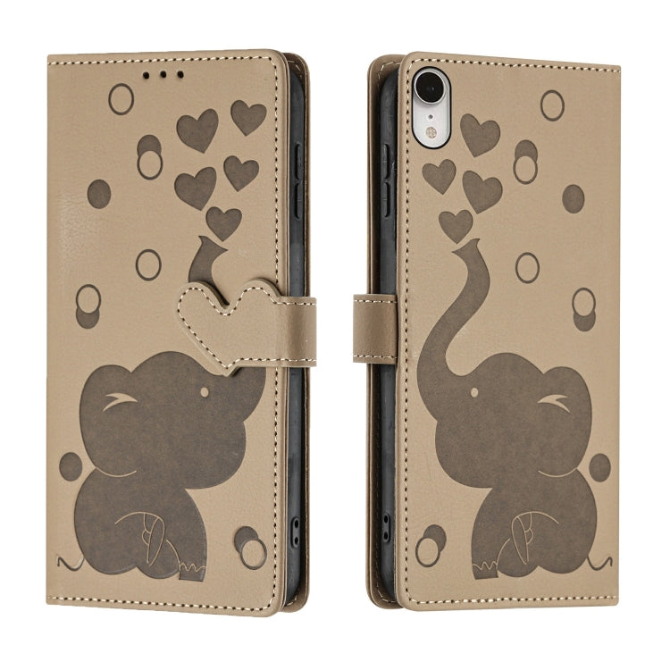Cartoon Elephant Embossed Leather Phone Case, For iPhone 11, For iPhone 11 Pro, For iPhone X / XS, For iPhone XR